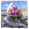 Unique Robot Shower Curtain with Octopus Design for College Bathroom Decor - Unbranded