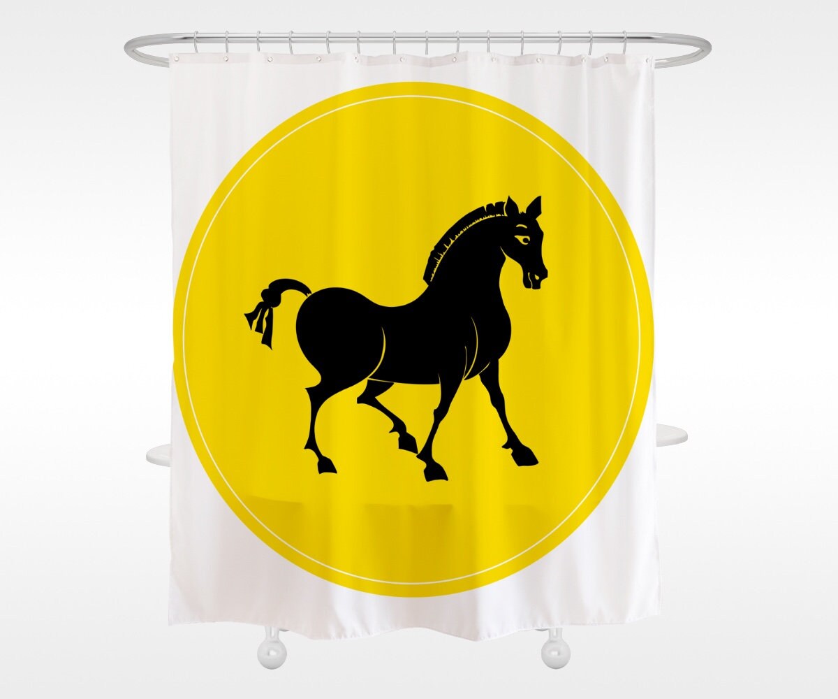 Unique Running Horse Design Shower Curtain in Waterproof Fabric