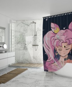 Unique Sailor Moon Anime Shower Curtain featuring Chibi Moon and Art Prints for a Quirky and Fun Bathroom
