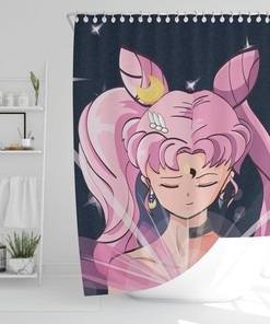 Unique Sailor Moon Anime Shower Curtain featuring Chibi Moon and Art Prints for a Quirky and Fun Bathroom