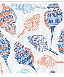 Unique Seashell Shower Curtain - Nautical Bathroom Decor Accessory with Starfish and Clam Shell Design