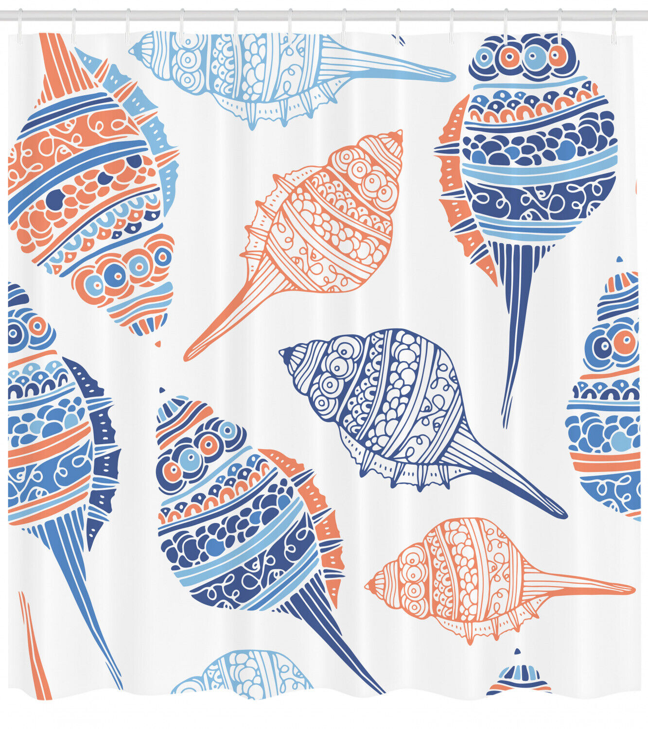 Unique Seashell Shower Curtain - Nautical Bathroom Decor Accessory with Starfish and Clam Shell Design