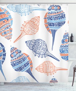 Unique Seashell Shower Curtain - Nautical Bathroom Decor Accessory with Starfish and Clam Shell Design