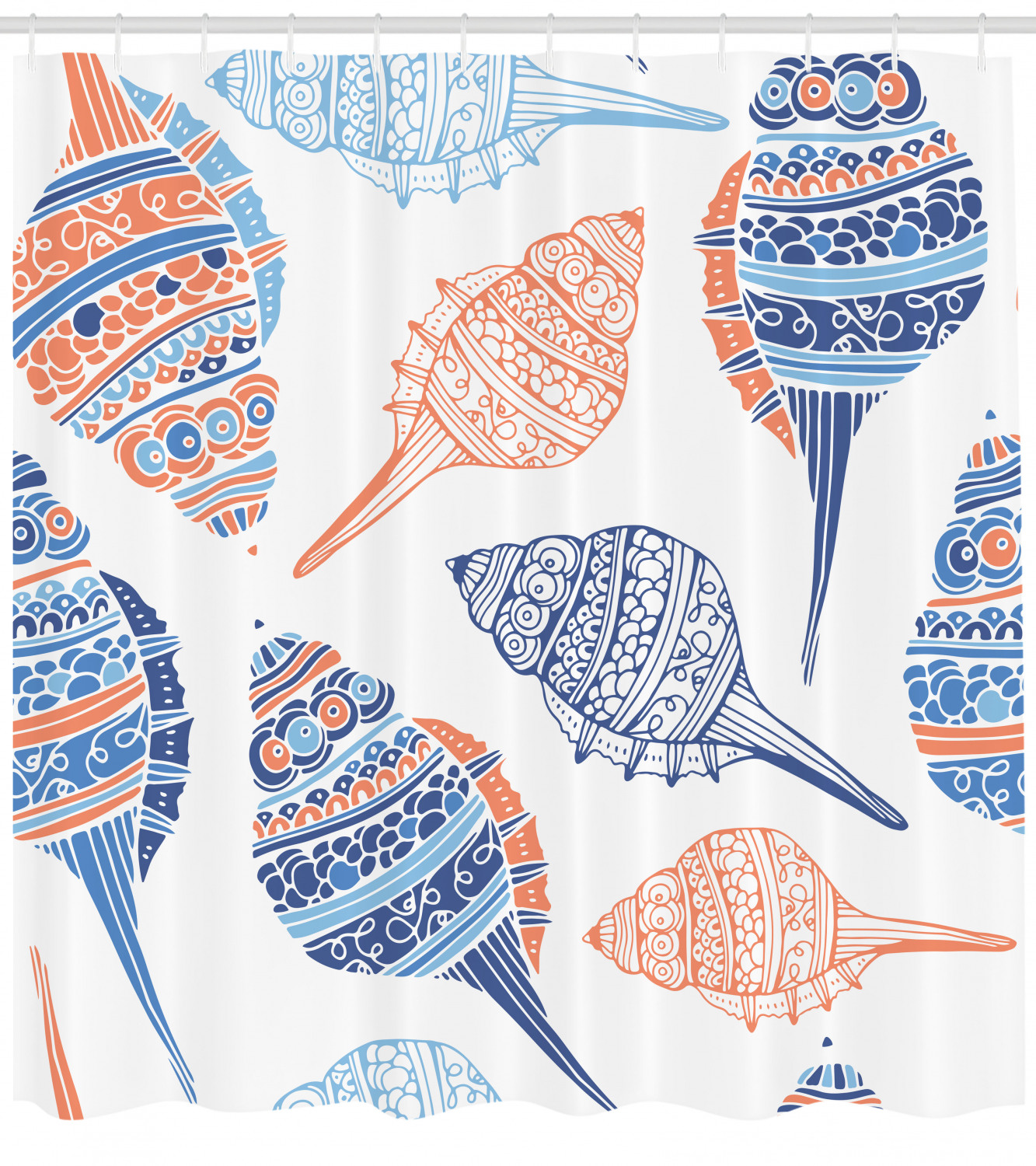 Unique Seashell Shower Curtain - Nautical Bathroom Decor Accessory with Starfish and Clam Shell Design