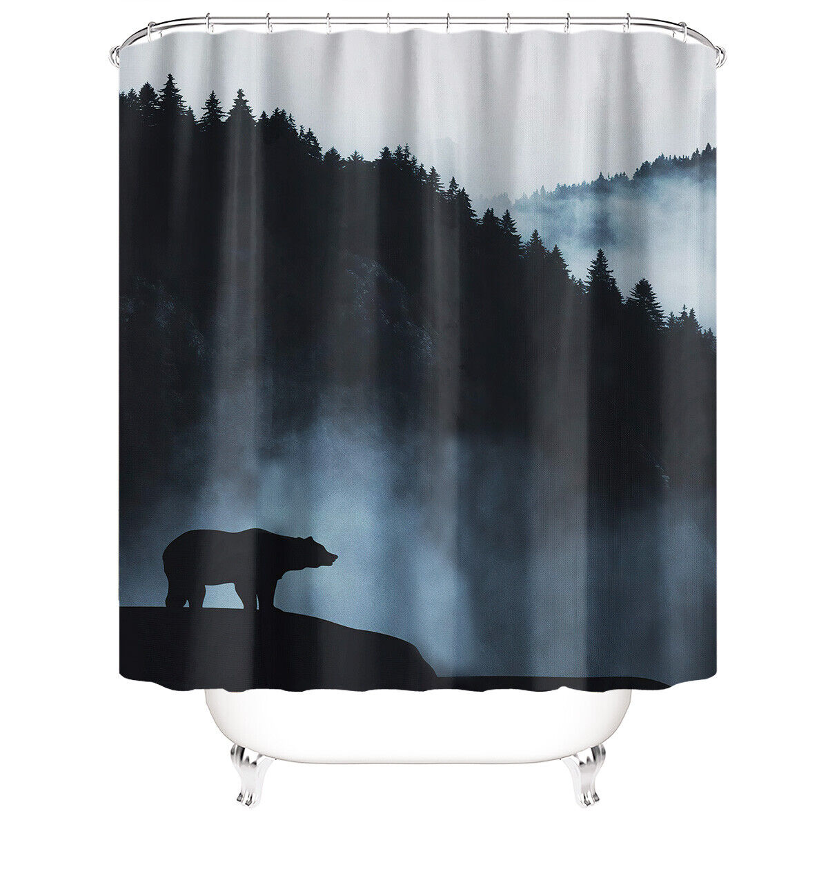 Unique Shower Curtain With Rustic Lodge Bear Moose Print, Perfect For Nature Lovers - Image 2