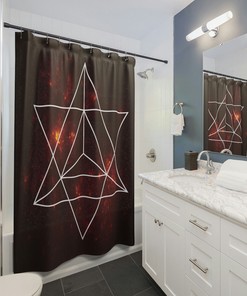 Unique Shower Curtain with Star Tetrahedron Design