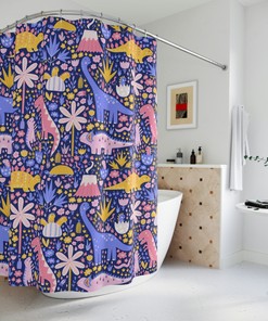 Unique Shower Curtains - Purple Dinosaurs Print