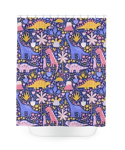 Unique Shower Curtains - Purple Dinosaurs Print