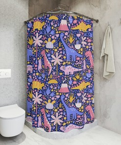 Unique Shower Curtains - Purple Dinosaurs Print