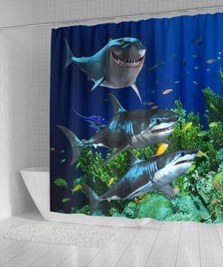 Unique Shower Curtains with Sharks Print Shower Curtain for Your Bathroom