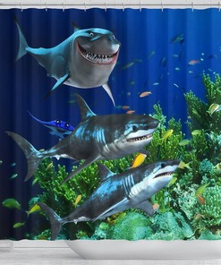 Unique Shower Curtains with Sharks Print Shower Curtain for Your Bathroom