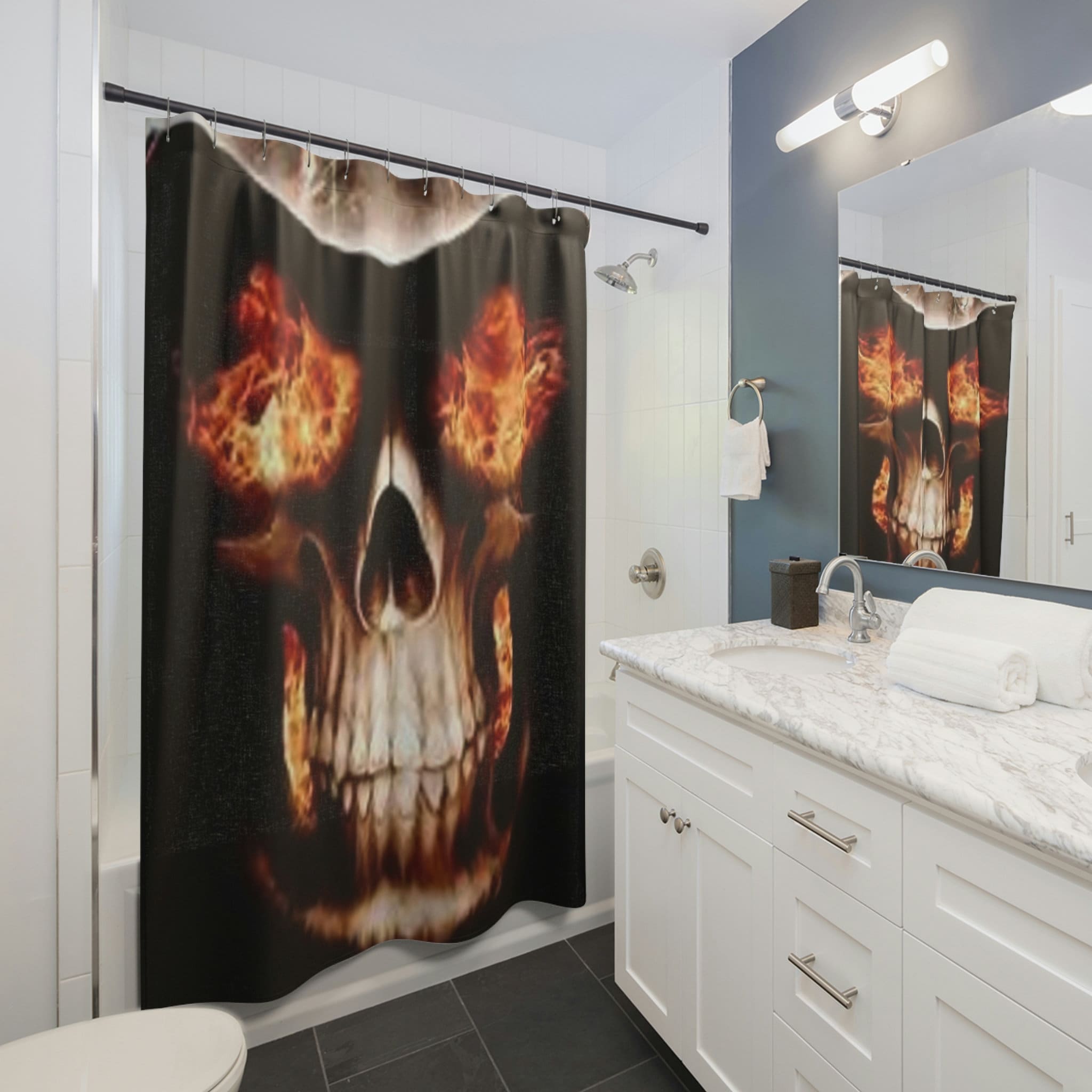 Unique Skull Fabric Shower Curtain - Unique Skull Bathroom Decor