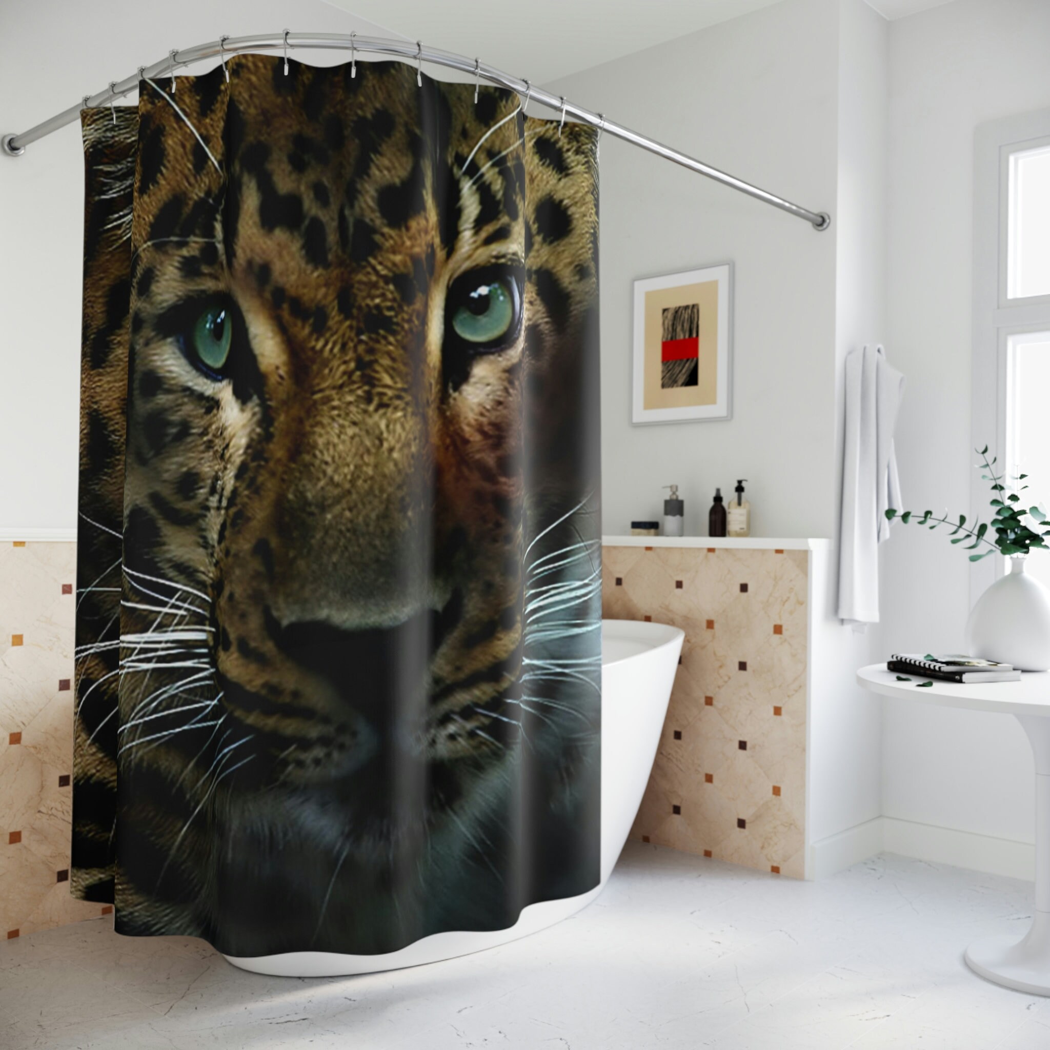 Unique Spotted Shower Curtain with Abstract Design for Modern Bathroom