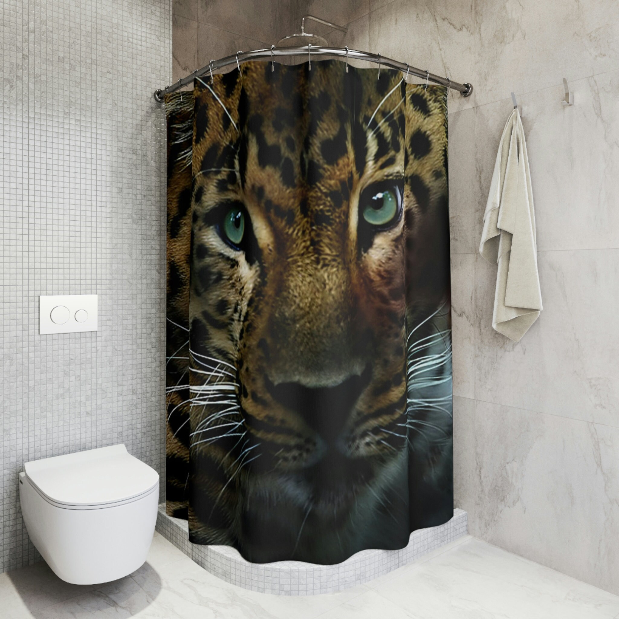 Unique Spotted Shower Curtain with Abstract Design for Modern Bathroom
