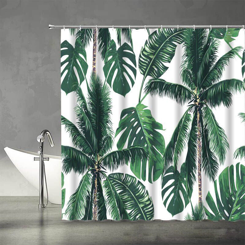 Unique Style 3D Tropical Palm Leaves Tree Plants Bathroom Shower Curtain