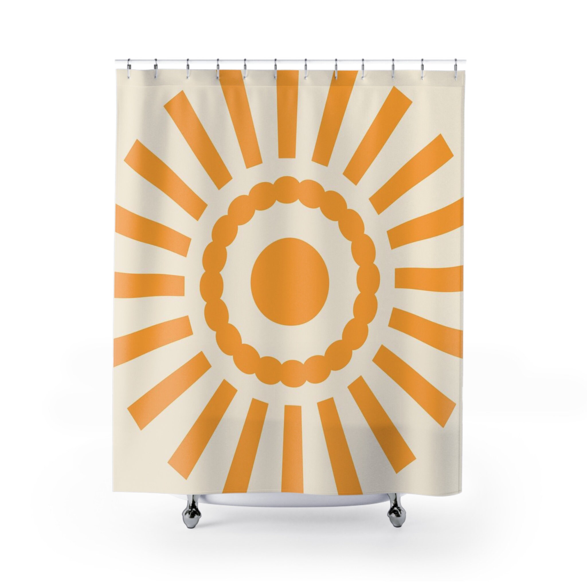 Unique Sun Simple and Waterproof Shower Curtain with Cloth Fabric for Bathroom Decoration