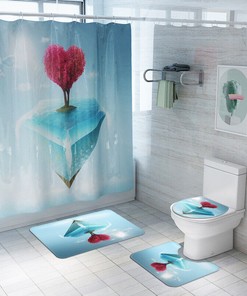 Unique Tree and Heart Valentine Shower Curtain for Your Romantic Bathroom