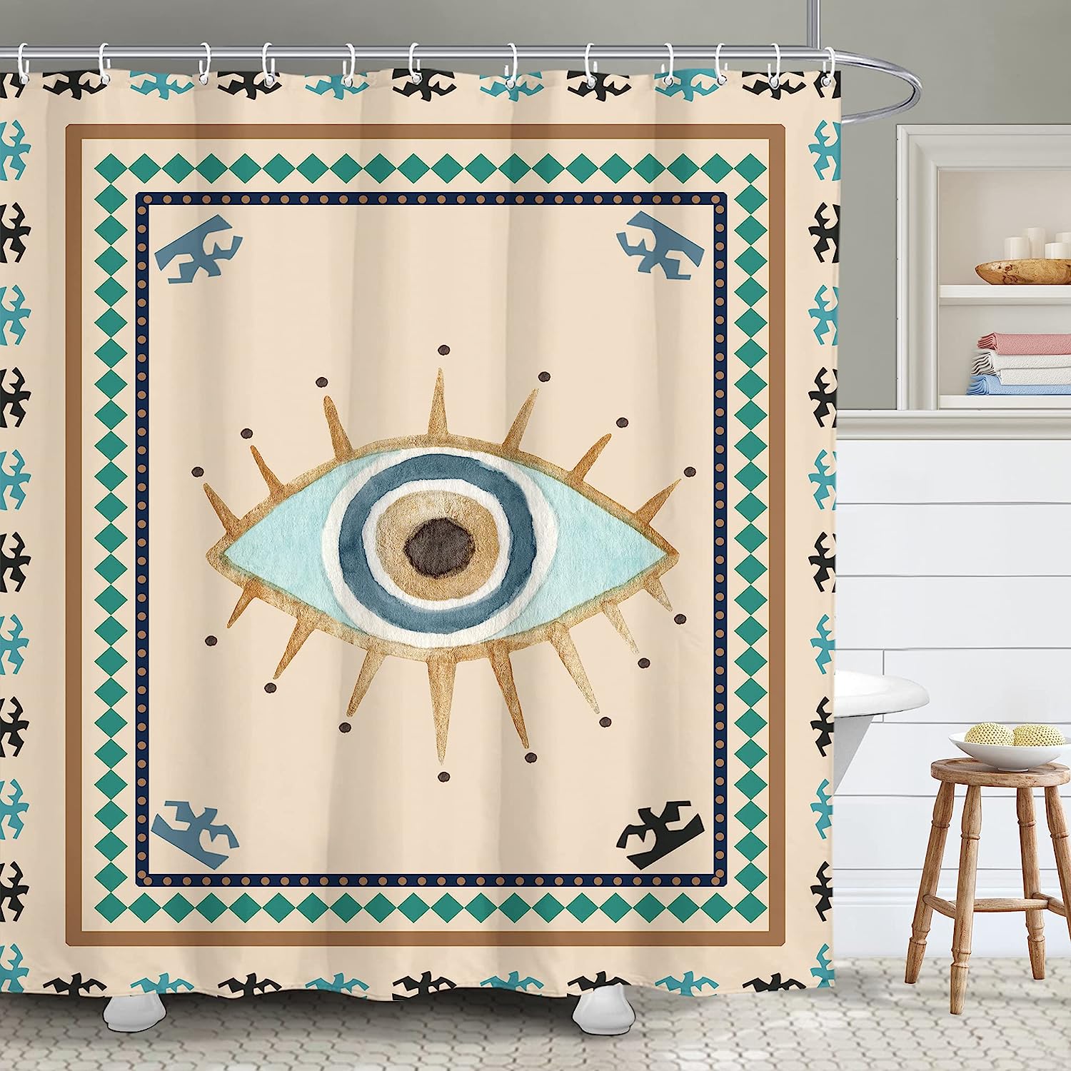 Unique Tribal Boho Retro Evil Eye Witchy Southwest Classic Cool Bathroom Shower Curtain for a One-of-a-Kind Bathroom