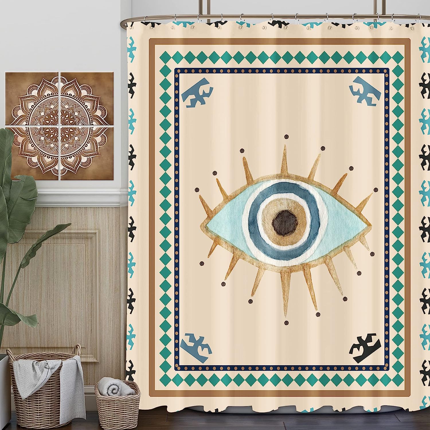 Unique Tribal Boho Retro Evil Eye Witchy Southwest Classic Cool Bathroom Shower Curtain for a One-of-a-Kind Bathroom