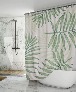 Unique Tropical Decor Shower Curtain with Palm Leaves Print