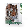 Unique Tropical Floral Tiger Art Theme Bathroom Decor Shower Curtain