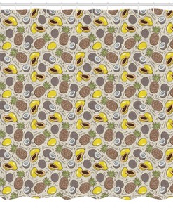 Unique Vegan Pattern Shower Curtain for Bathroom Decor