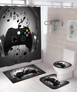 Unique Video Game Shower Curtain Kids Boys Gaming Bath Curtain Modern Gamer Bathroom Decor Teens Gamepad