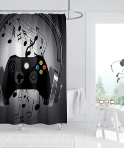Unique Video Game Shower Curtain Kids Boys Gaming Bath Curtain Modern Gamer Bathroom Decor Teens Gamepad