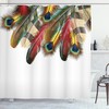 Unique Vintage Peacock Tail Feather Print Shower Curtain - Asian Art Style