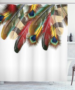 Unique Vintage Peacock Tail Feather Print Shower Curtain - Asian Art Style