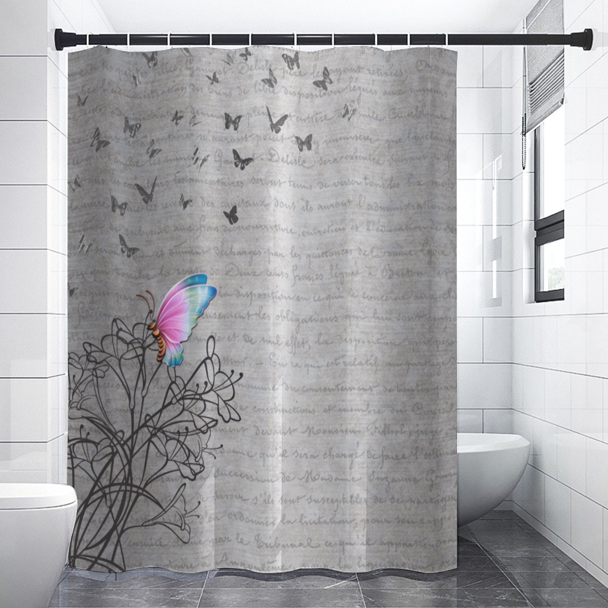 Unique Waterproof Butterfly Shower Curtain - Stylish Bathroom Decor Idea