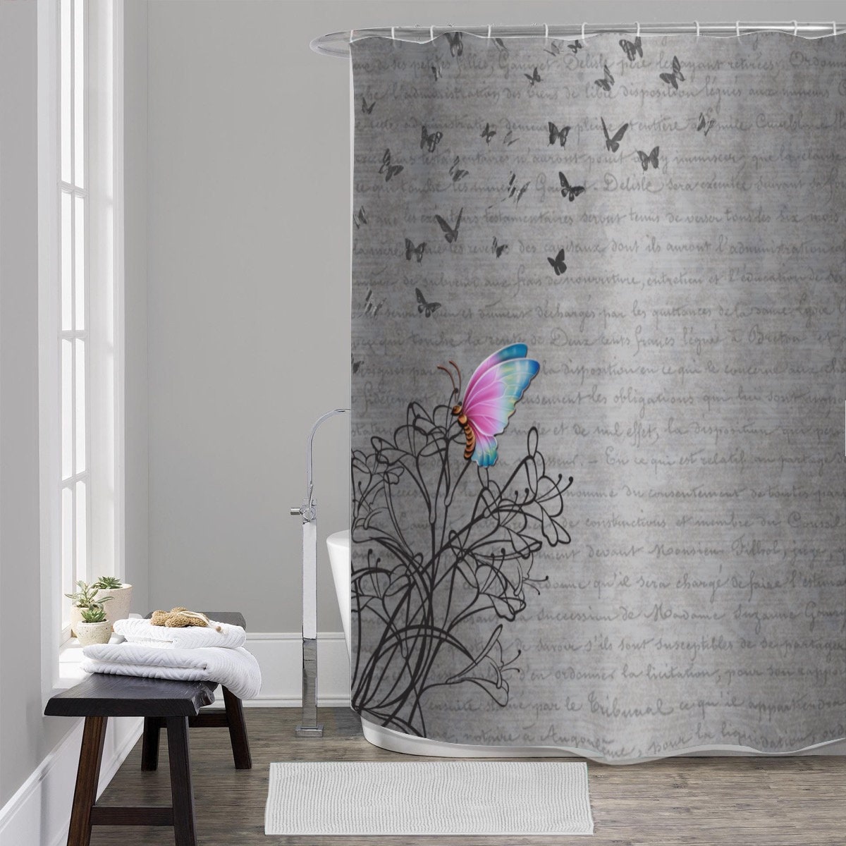 Unique Waterproof Butterfly Shower Curtain - Stylish Bathroom Decor Idea - Image 2