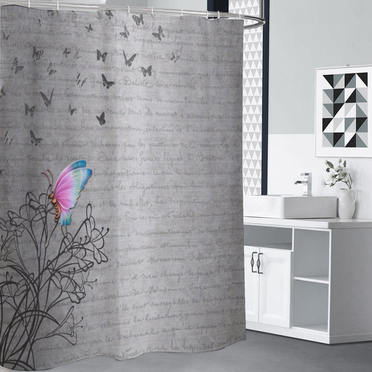 Unique Waterproof Butterfly Shower Curtain - Stylish Bathroom Decor Idea - Image 3
