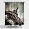 Unique Waterproof Eiffel Tower Shower Curtain For Bathroom Decor