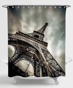 Unique Waterproof Eiffel Tower Shower Curtain For Bathroom Decor