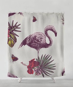 Unique Wedding Gift for Couple - Purple Flamingo Shower Curtain Art