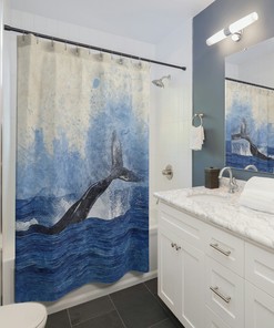 Unique Whale Tail Shower Curtain for Modern Bathroom Decor 