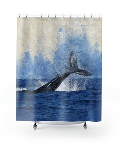 Unique Whale Tail Shower Curtain for Modern Bathroom Decor