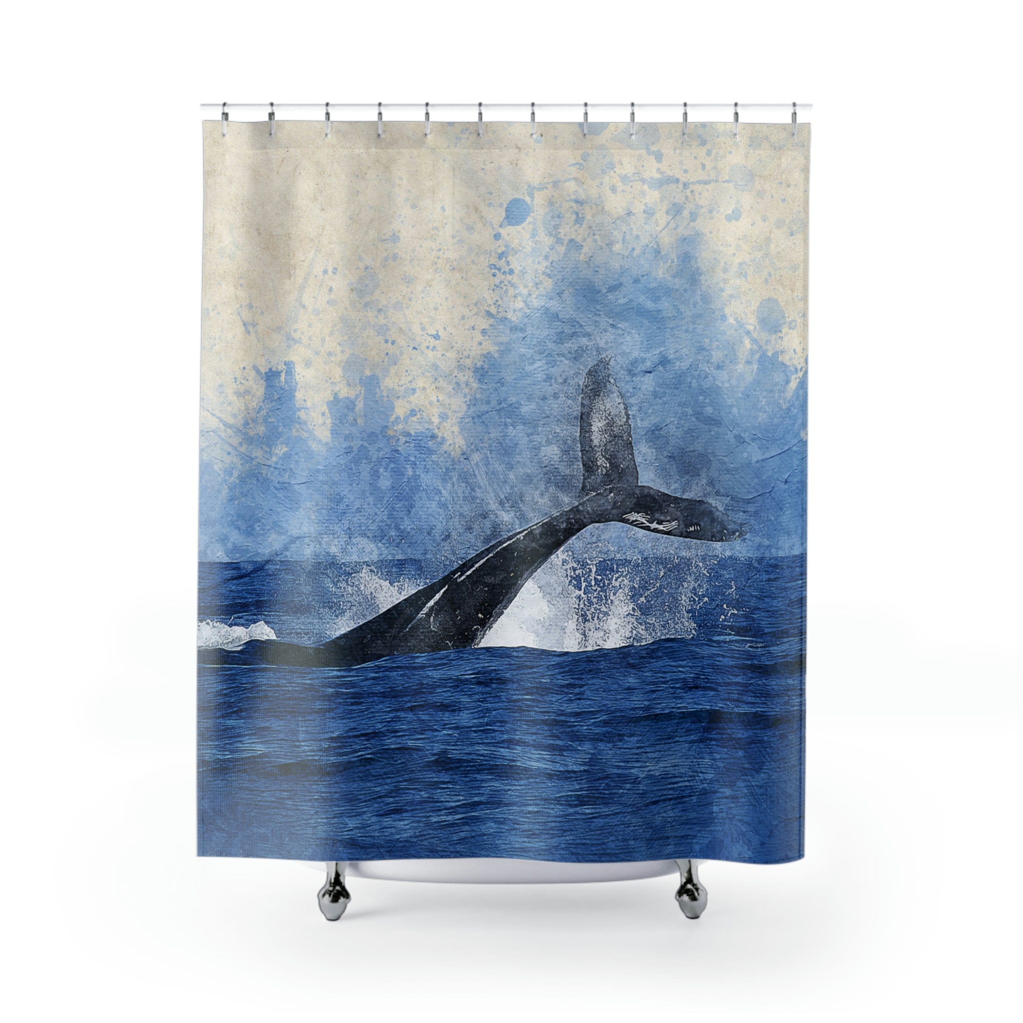 Unique Whale Tail Shower Curtain for Modern Bathroom Decor