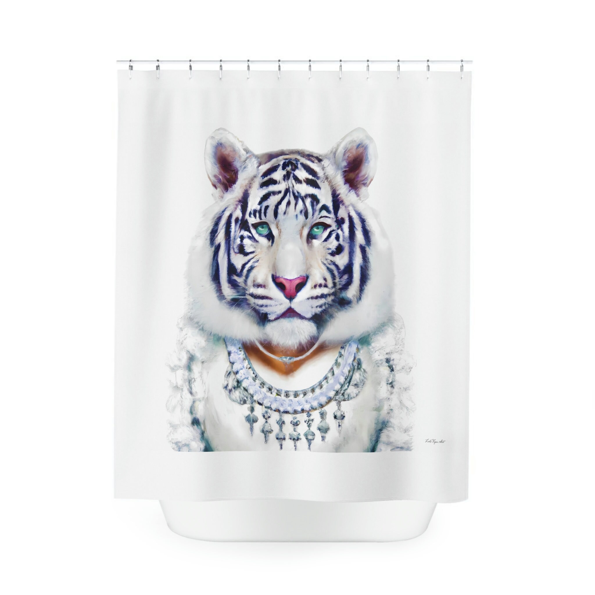 Unique White Tiger Shower Curtain for Home Accessories and Bathroom Decor, Perfect for Housewarming Gift