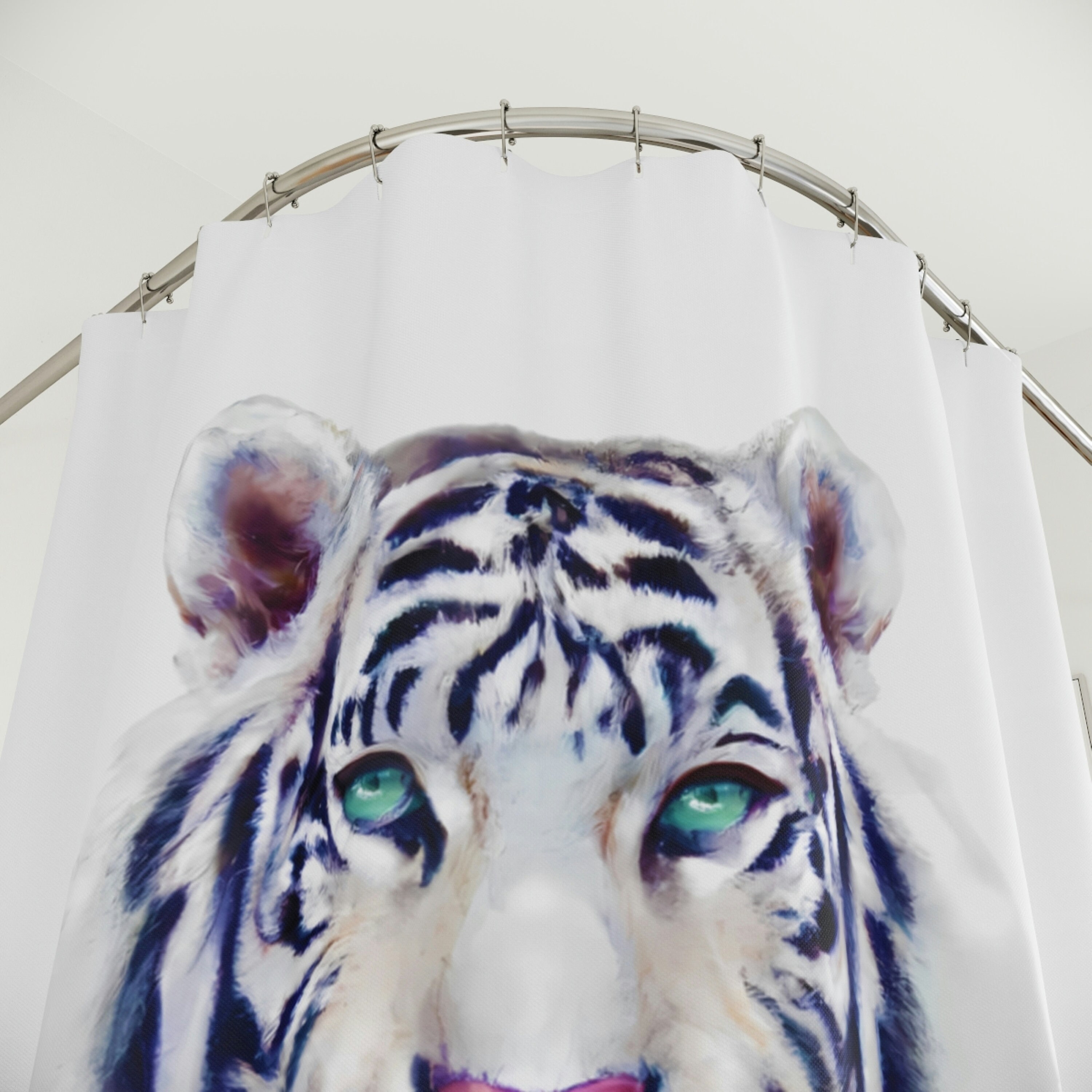 Unique White Tiger Shower Curtain for Home Accessories and Bathroom Decor, Perfect for Housewarming Gift