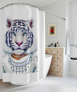 Unique White Tiger Shower Curtain for Home Accessories and Bathroom Decor, Perfect for Housewarming Gift