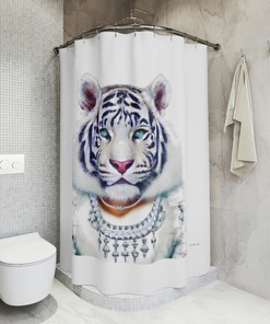 Unique White Tiger Shower Curtain for Home Accessories and Bathroom Decor, Perfect for Housewarming Gift