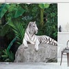 Unique White Tiger Tropical Wildlife Jungle Creature Shower Curtain, Waterproof and Long-lasting
