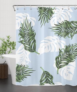 Unique and Modern Palm Leaves Shower Curtain for Contemporary Bathroom Decor