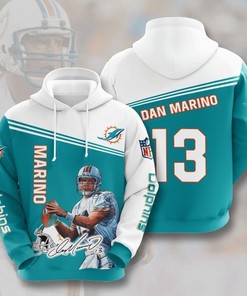 Unisex Miami Dolphins 3D Hoodie With 13 Dan Marino 21 Design, Perfect Gift For Fans