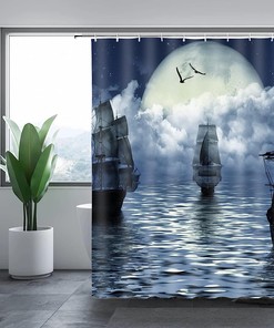 Unleash Your Imagination With This Ancient Pirate Ship Shower Curtain Liner, Moon Paintings Vikings