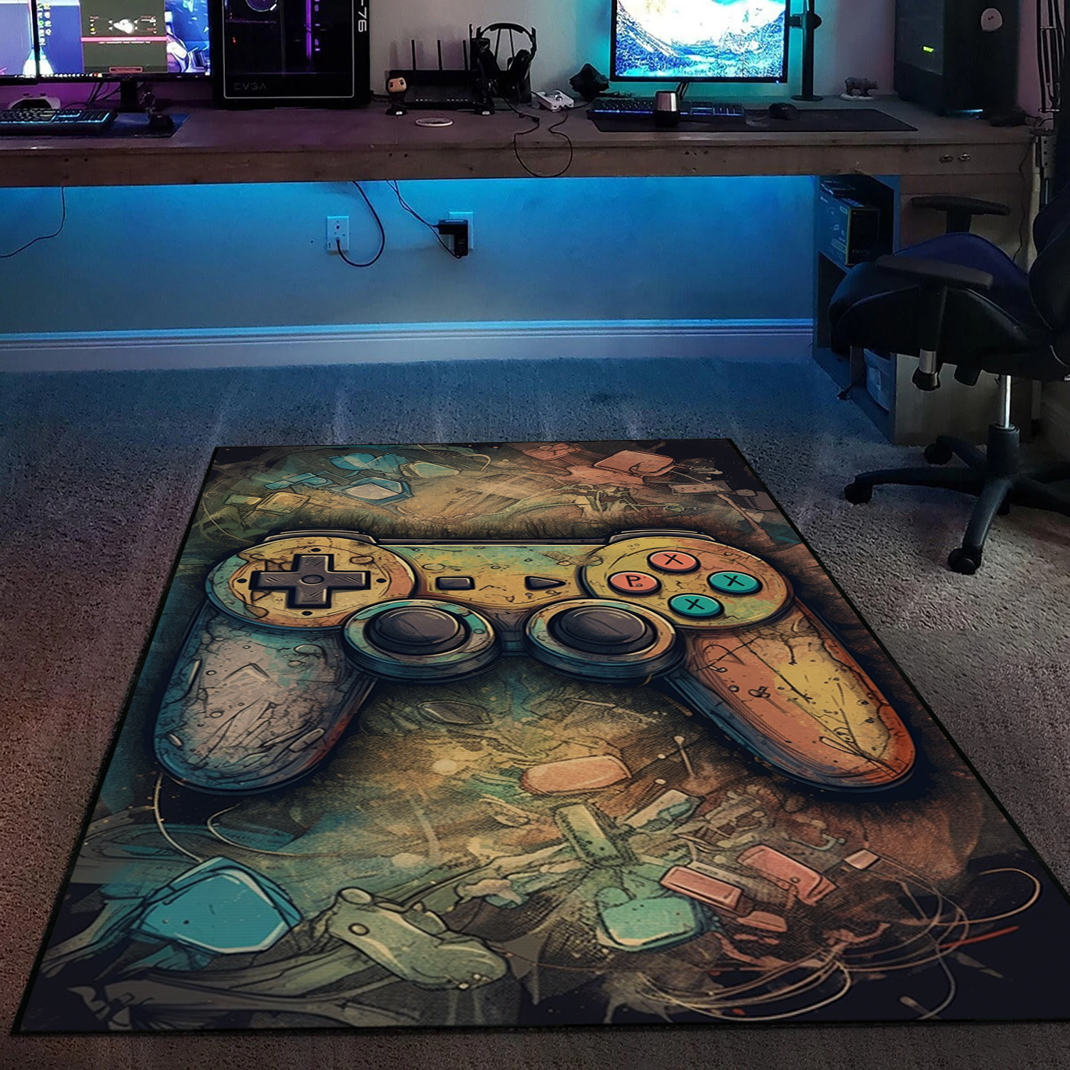 Unleash Your Inner Gamer with Custom Vintage Game Room Rug for Boy's Bedroom - Image 2