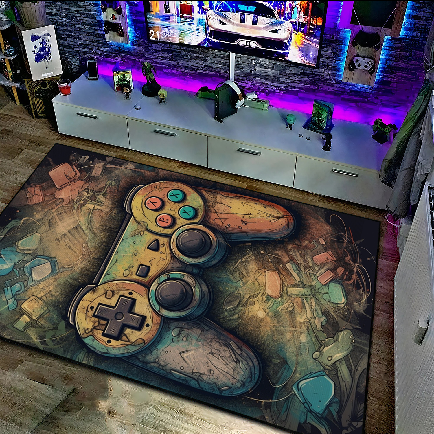 Unleash Your Inner Gamer with Custom Vintage Game Room Rug for Boy's Bedroom - Image 3