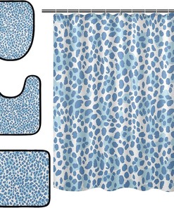 Unleash Your Wild Side With Alaza Trendy Leopard Print Shower Curtain And Mat Set!